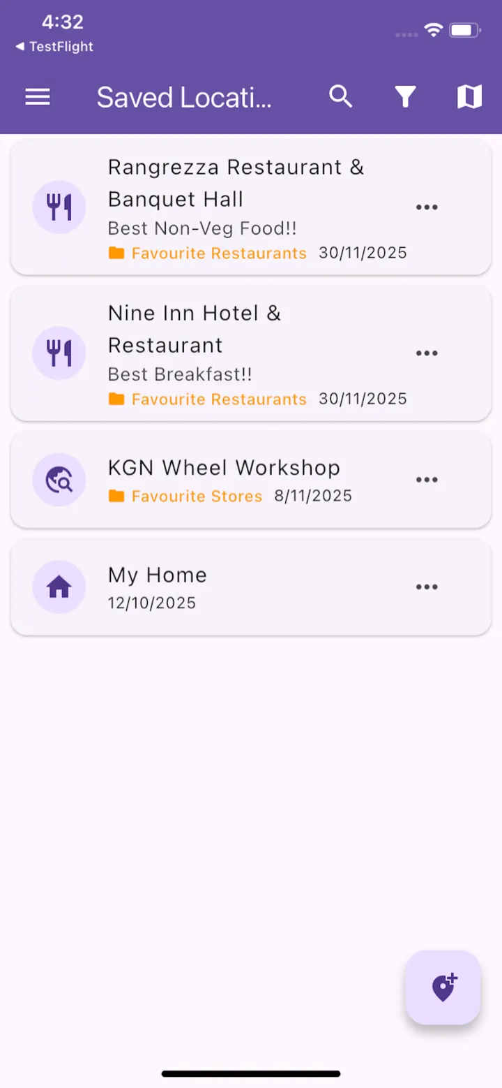 MapKeep saved places organized into lists